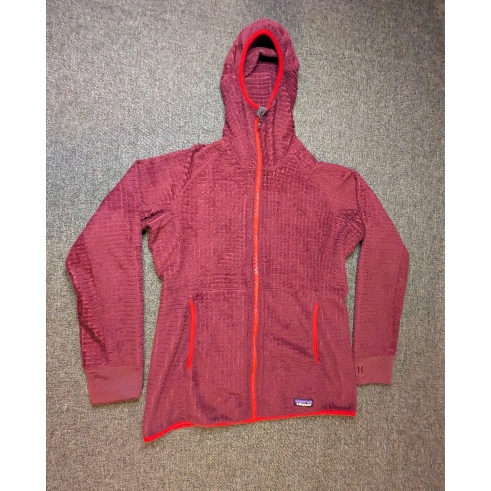 Patagonia R3 Air Full Zip Waffle Knit Reversible Hoodie Womens Large Burgundy